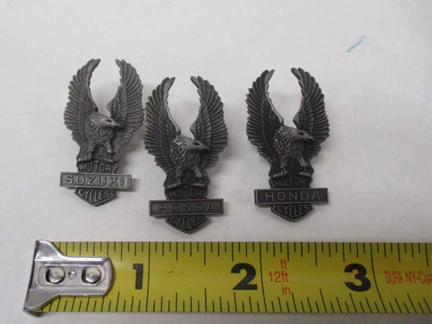 Lot of (3) Honda Suzuki Motorcycle Eagle Jacket Vest Pins No Backs