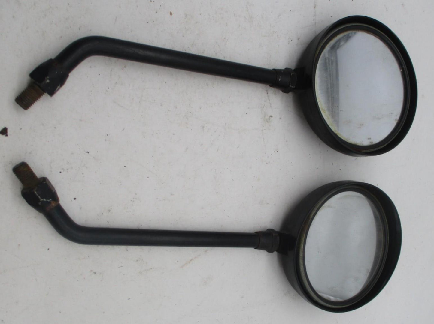 Pair of Vintage Universal Unmarked Motorcycle Black Round Mirrors
