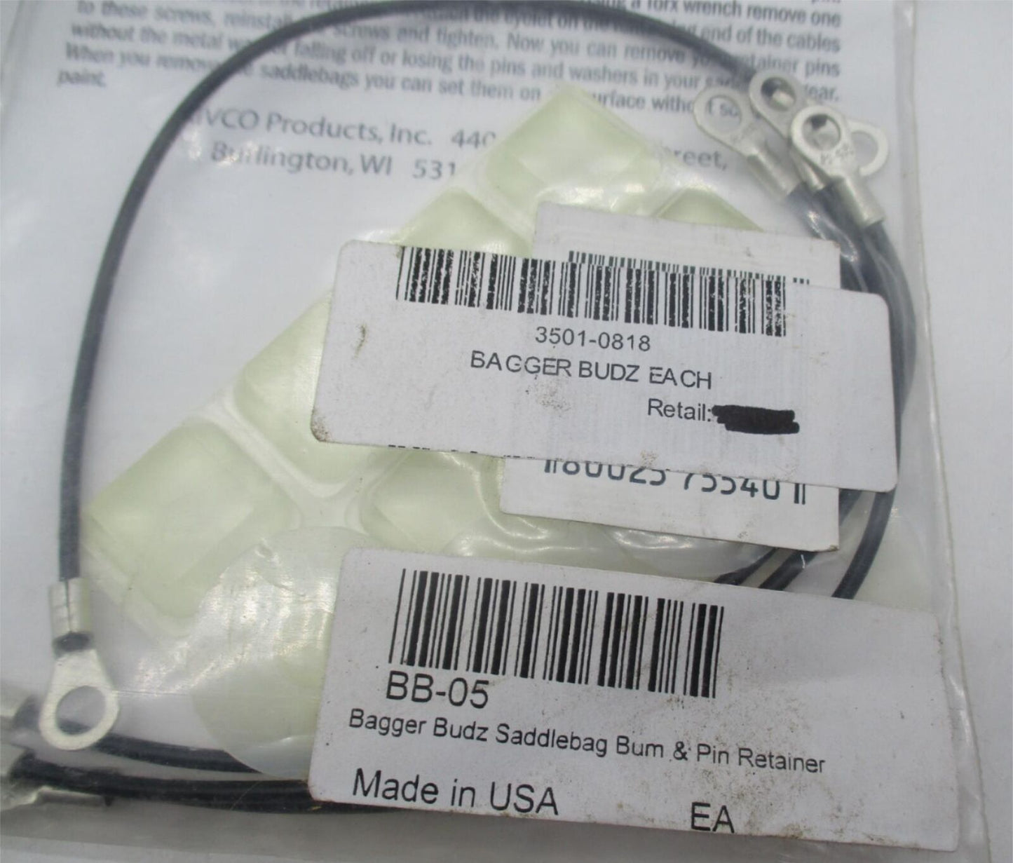 Harley Davidson Rivco-Bagger Budz BB-05 Saddlebag Bail Pin Retainer