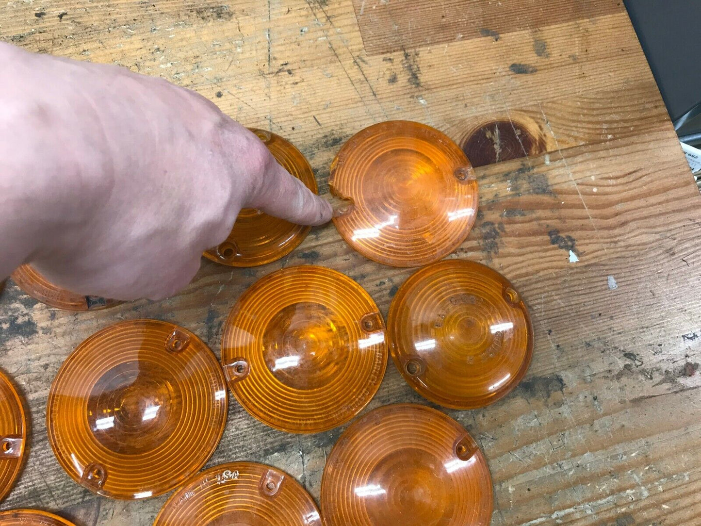 Harley Davidson Used Lot of 11 Flat Turn and Run Amber Lens Mixed sizes & Years