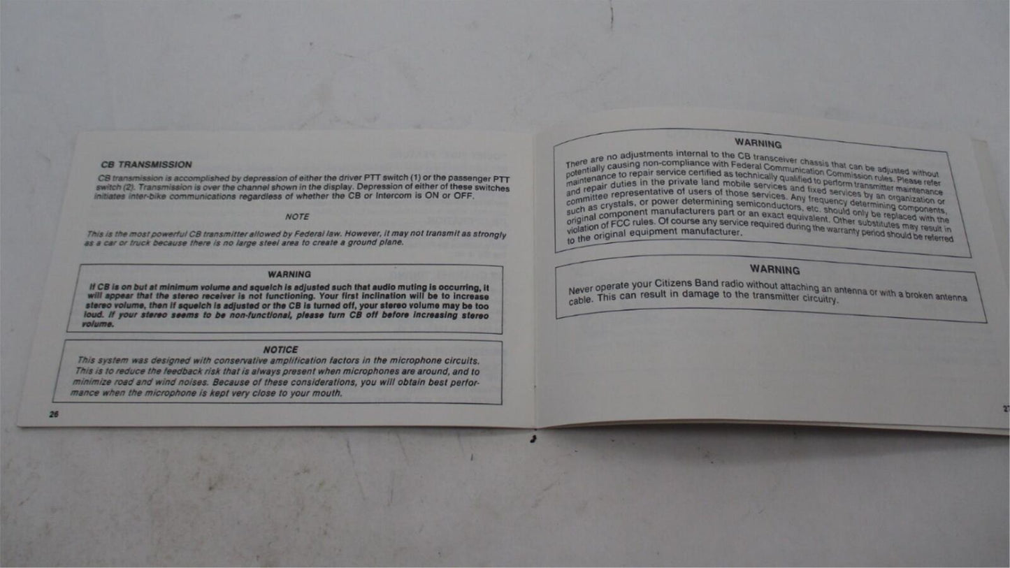 Harley Davidson Genuine 1994 Motorcycle Premium Sound System Manual 99464-94