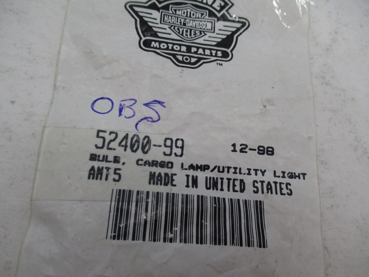 Lot of 4 Harley Davidson Genuine NOS Cargo Lamp Bulbs 52400-99