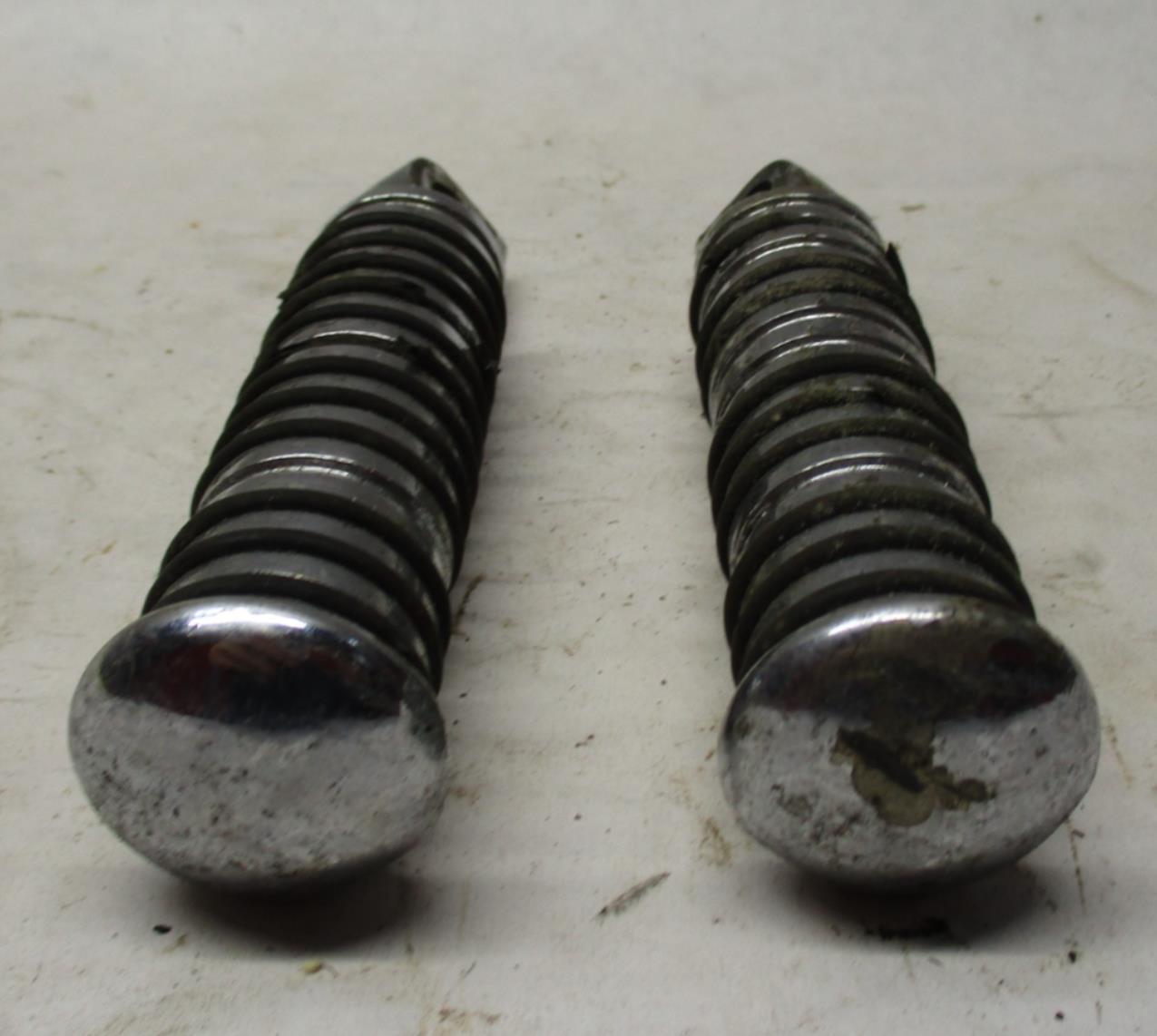 Pair Harley Davidson Shovelhead Sportster Foot Pegs Round Chrome Ribbed #3