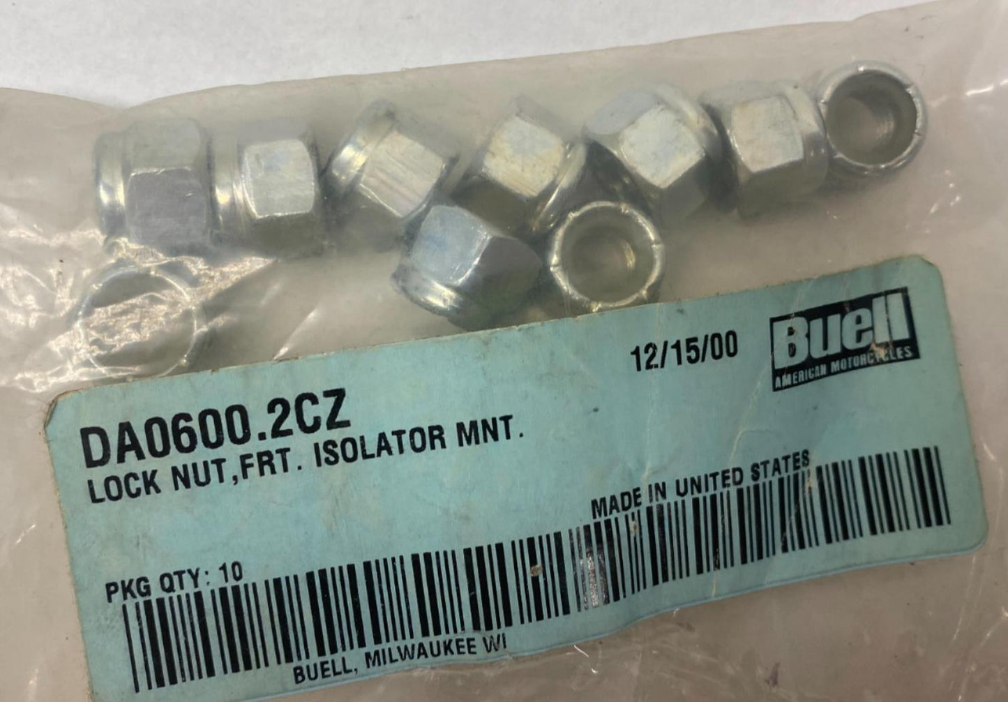 Harley Buell Genuine Front Lock Nut Isolator Mount DA0600.2CZ Lot(10)