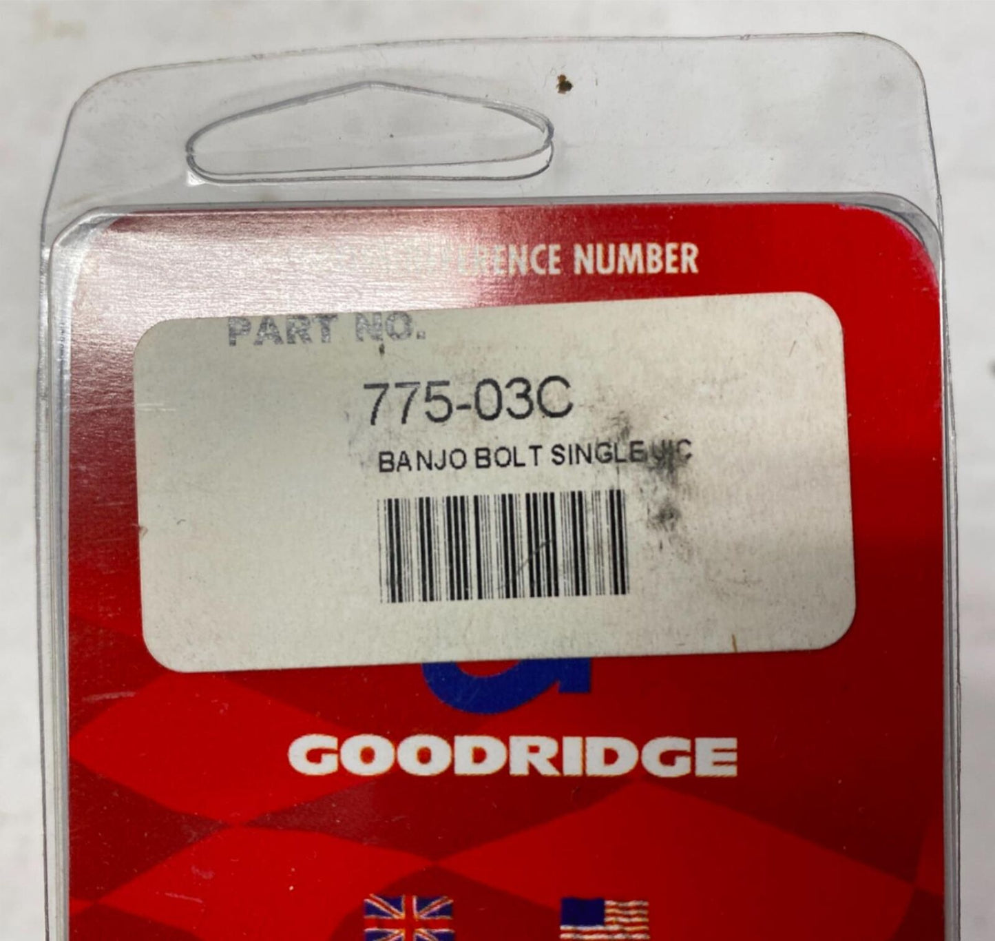 Goodridge Brake Banjo Bolt Single JIC 775-03C Single/Long 3/8"-24