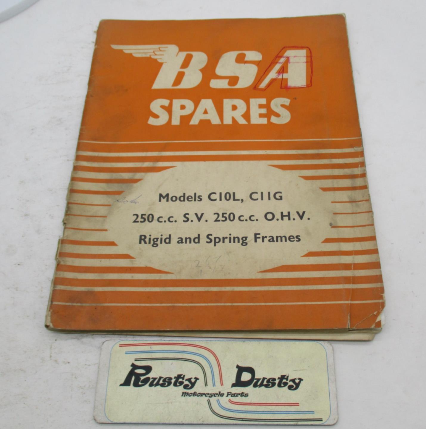 BSA Genuine 1954-1957 C10L C11G C12 250 SV OHV Spares List Parts Catalog Manual