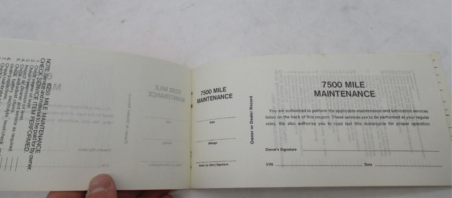 Harley-Davidson Original Genuine AMF Owners Warranty & Maintenance Manual Book