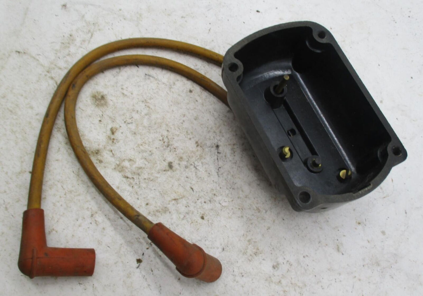 Vintage Motorcycle Coil Ignition Pack Cover w/ Spark Plug Wires