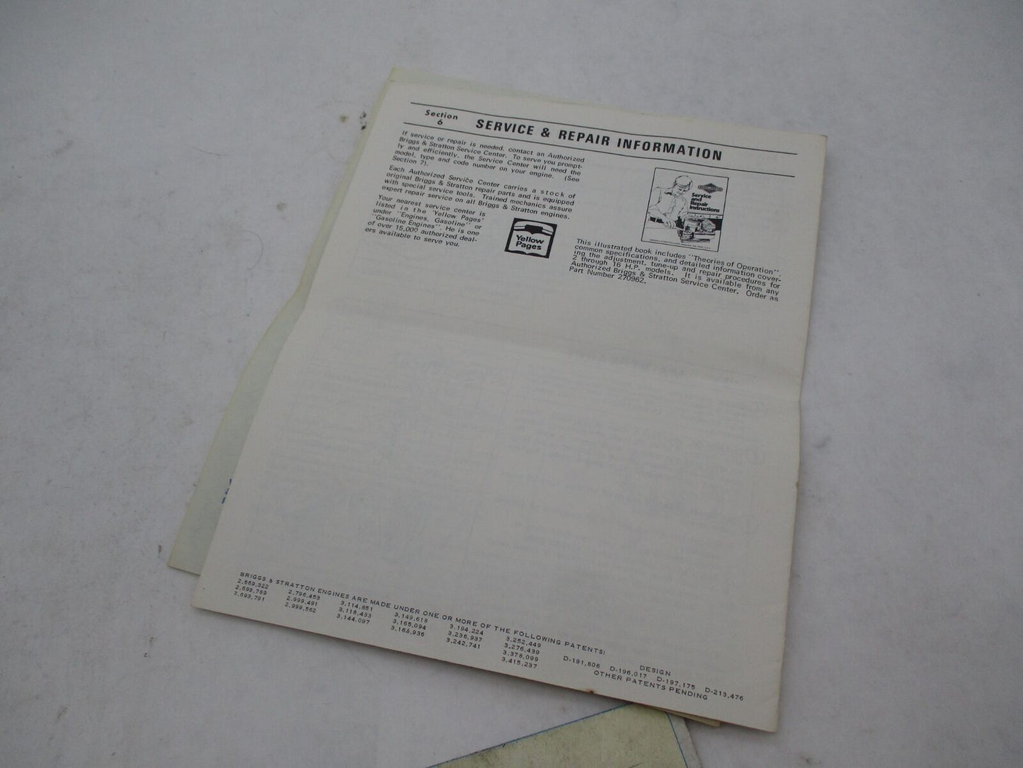 Briggs & Stratton 170700 to 170707 Operating & Maintenance Instruction Manual