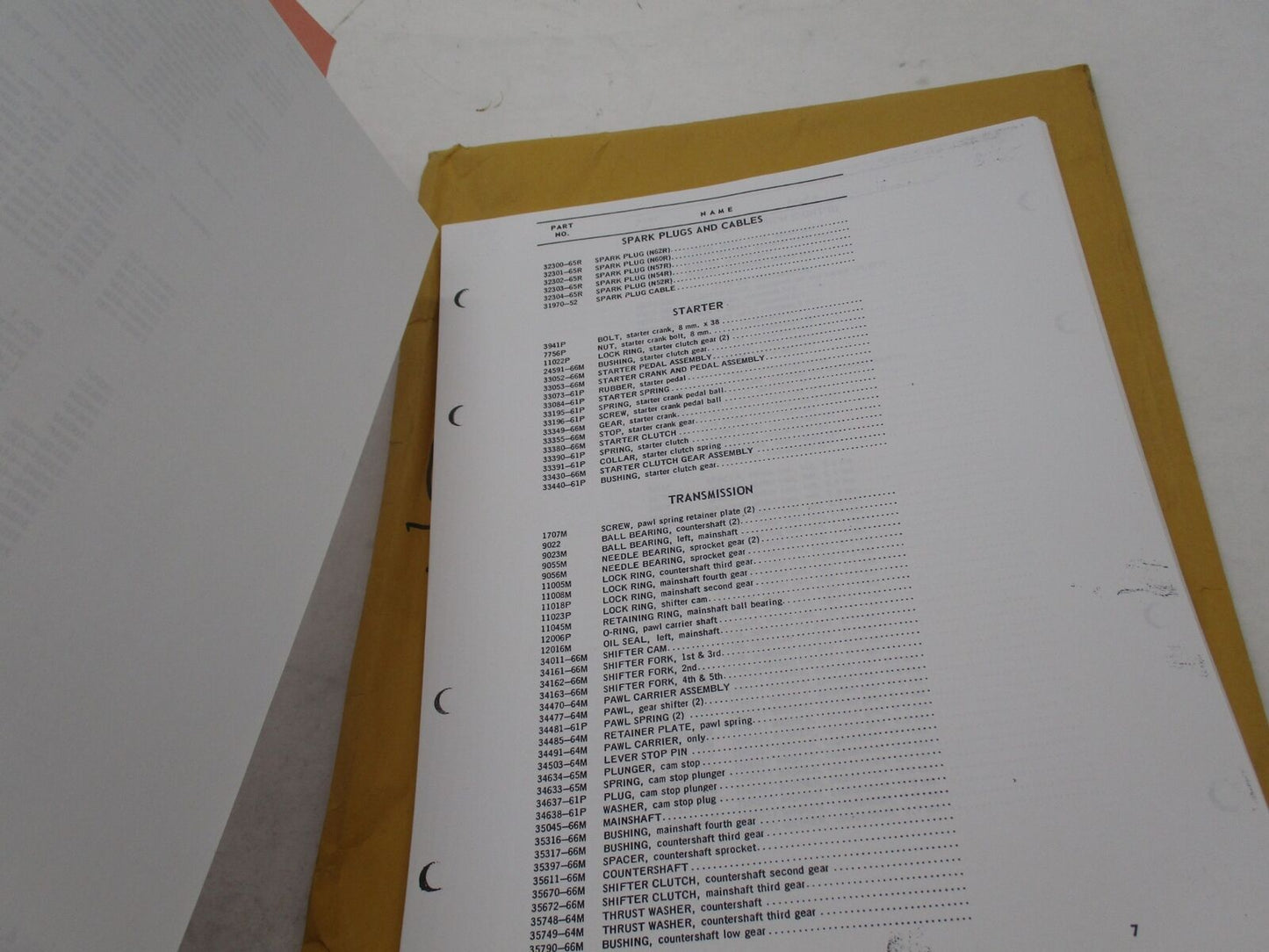 Photocopied Harley Davidson 1961-1962 Motorcycle Spare Parts Catalog 99455-61R