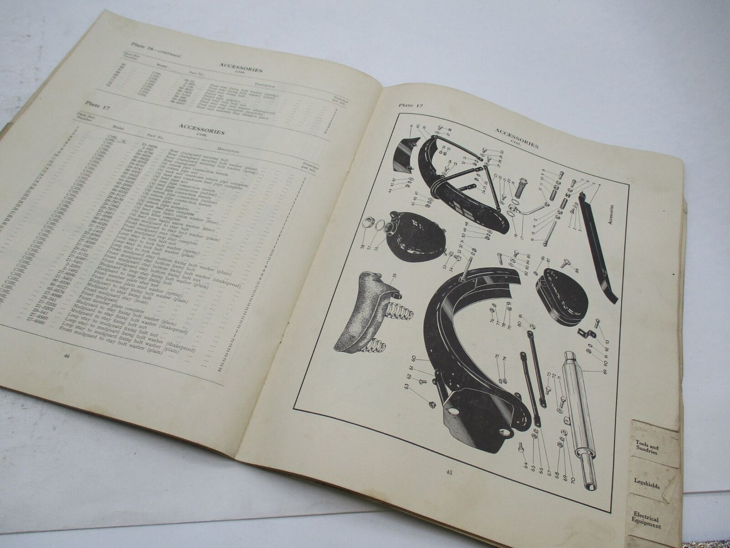 BSA Genuine 1954-1957 C10L C11G C12 250 SV OHV Spares List Parts Catalog Manual