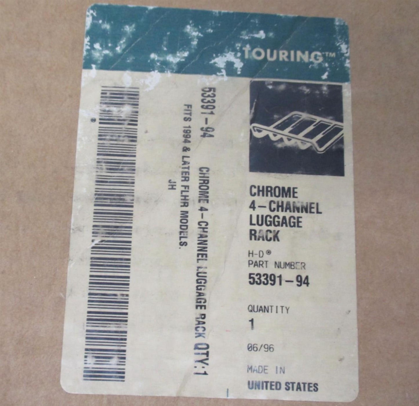 Harley Davidson Genuine NOS 94+ FLHR Chrome 4-Channel Luggage Rack 53391-94