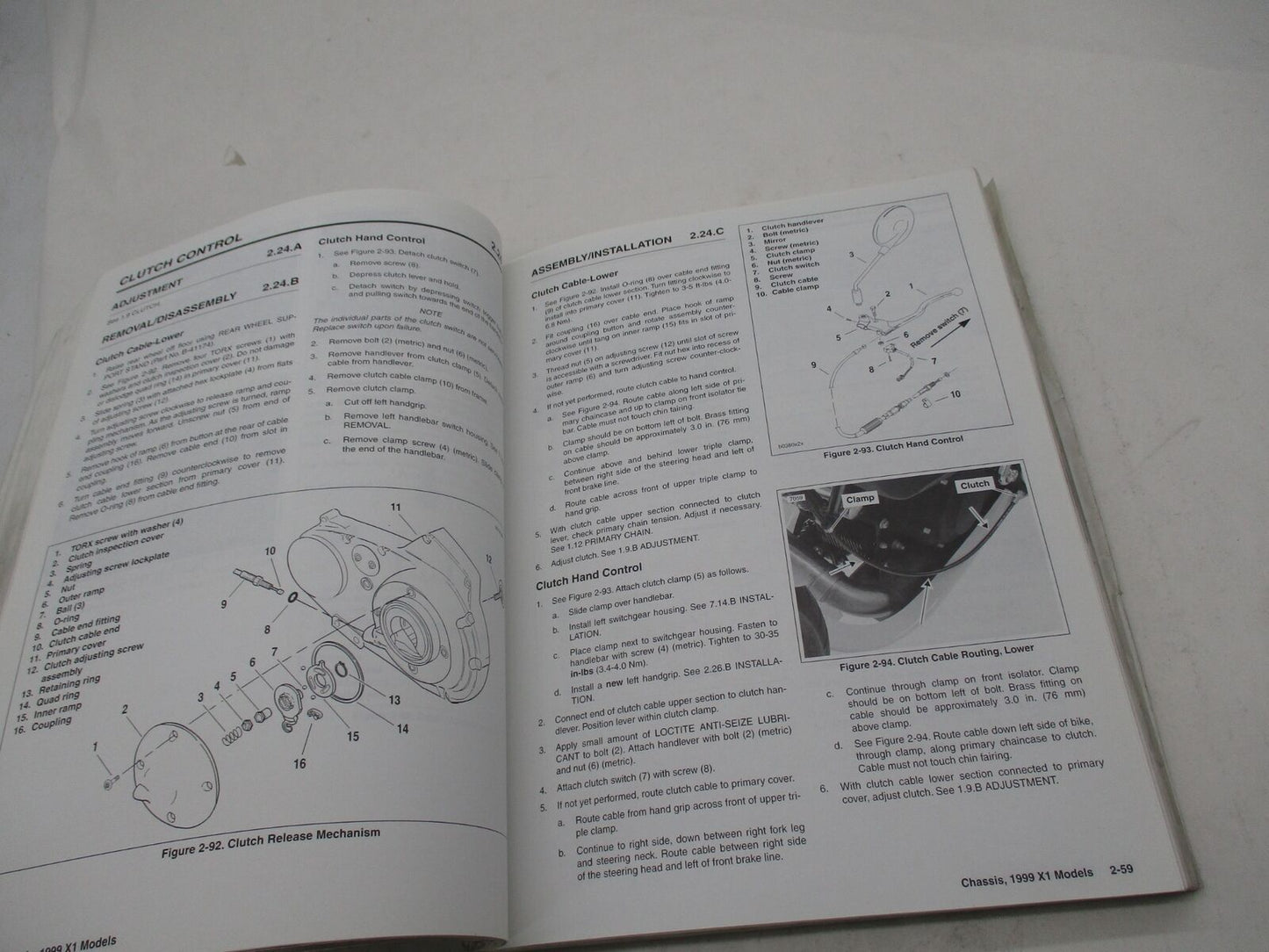 Harley Buell Official Factory 1999 Lightning X1 Service Manual 99490-99Y