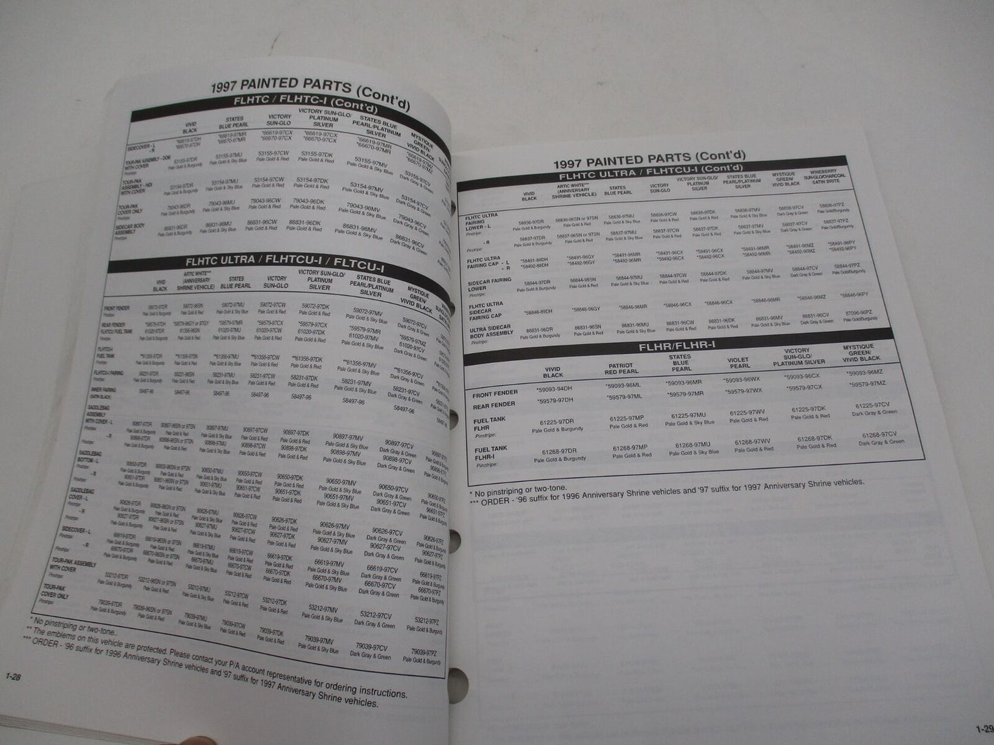 Harley Davidson Official Factory 1989-2000 Painted Parts Manual 99489-00