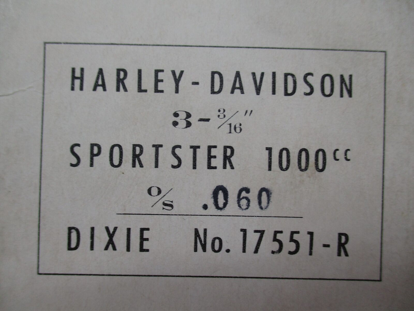 Harley Davidson NOS Dixie Sportster 1000cc Piston Ring Set 0.060 17551-R