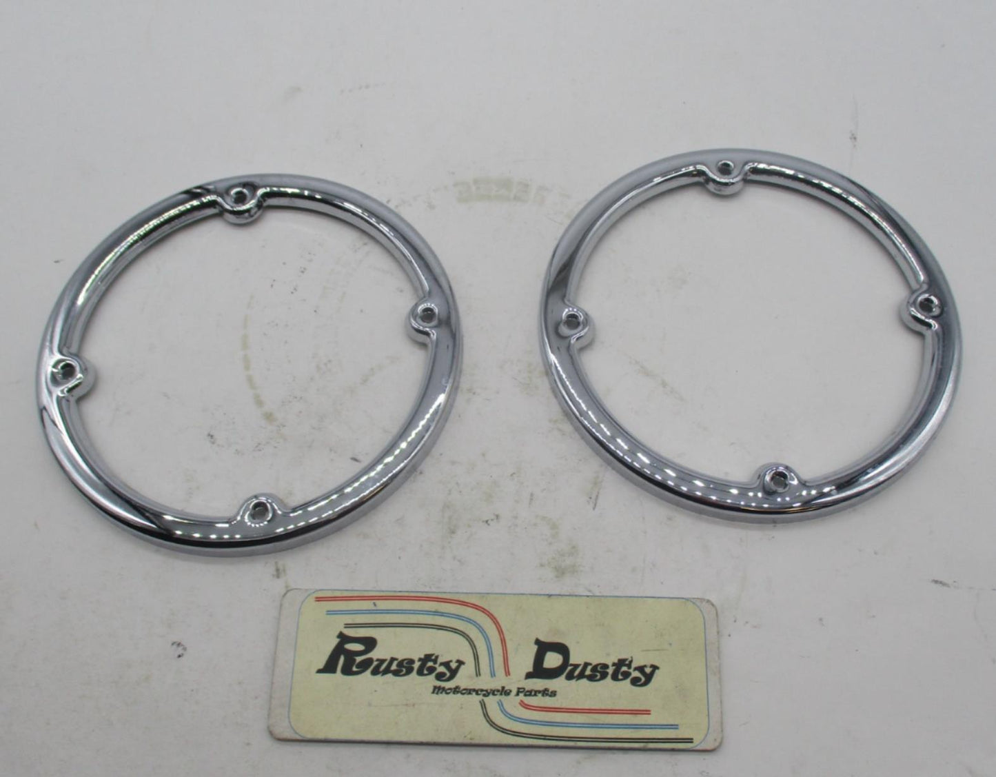 Pair of Harley Davidson Chrome Round Tour Pak Speaker Trim Rings 2014-22