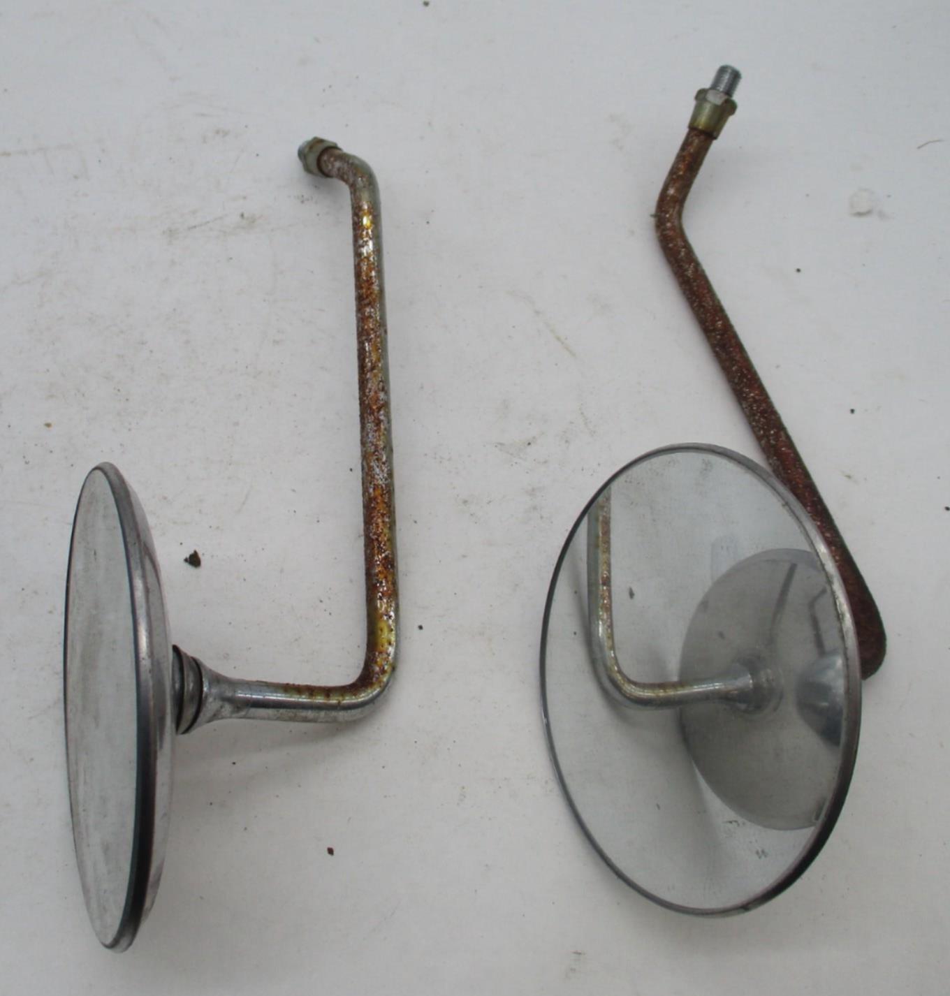 Pair of Vintage Universal Round Motorcycle Mirrors Long Stem