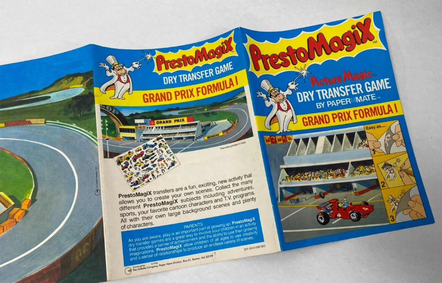 Presto Magix Picture Magic Dry Transfer Game Paper Male Grand Prix Formula 1