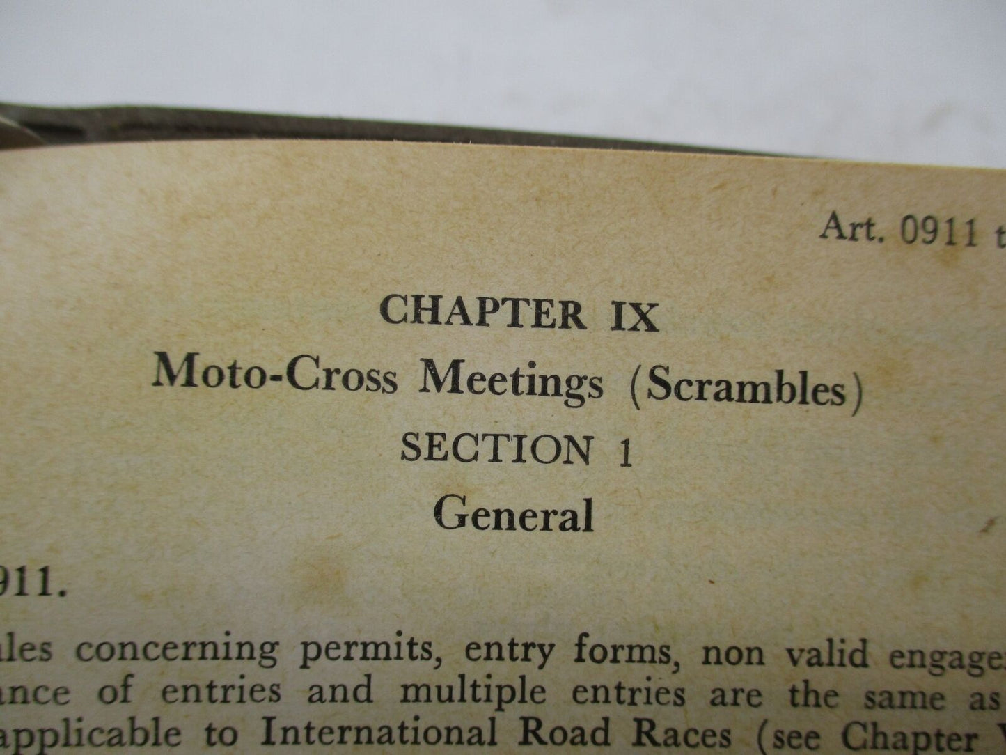 Vintage FIM 1965 Motorcycle Competition Technical Rules for Moto-Cross Book