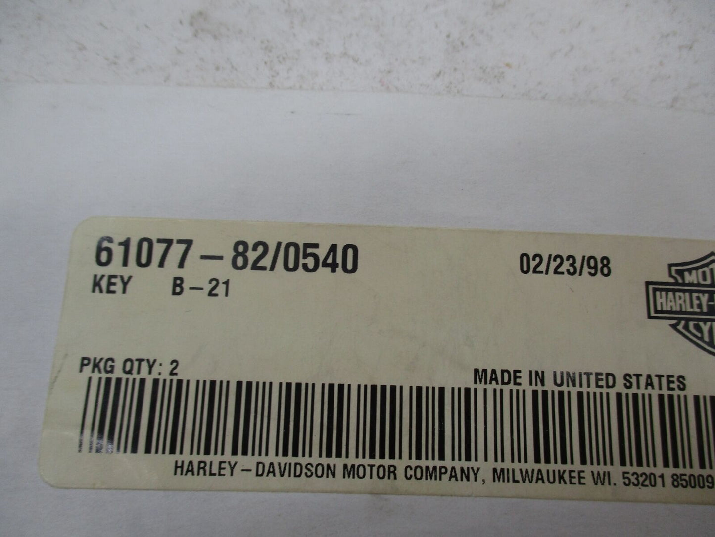 Harley Davidson Genuine NOS Ignition Lock Key 61077-82 Code: 0540