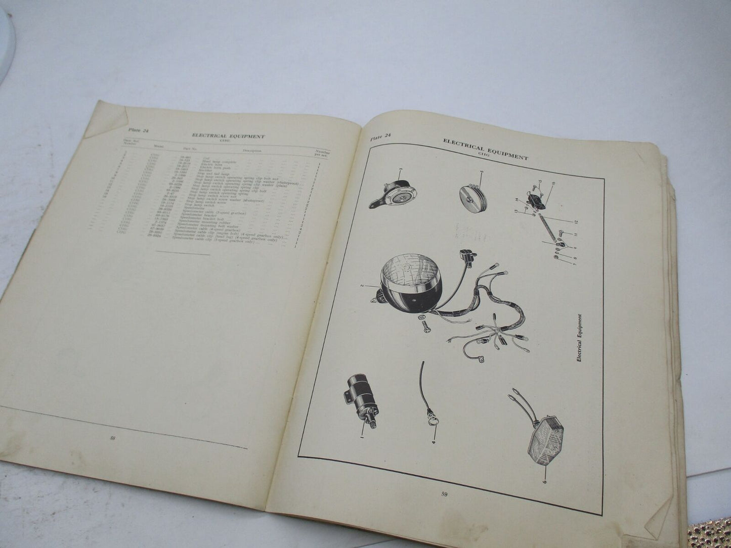 BSA Genuine 1954-1957 C10L C11G C12 250 SV OHV Spares List Parts Catalog Manual