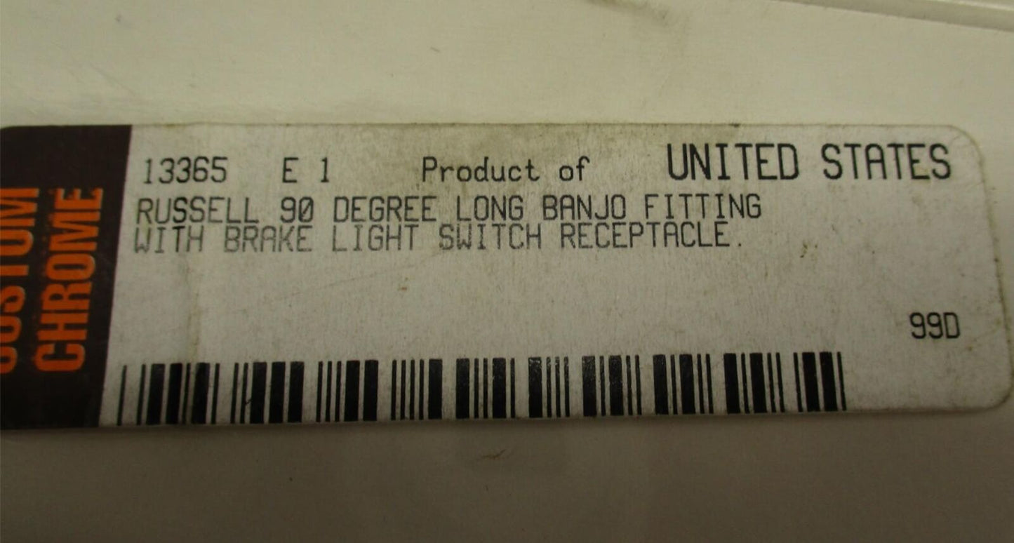 Russell 90 Degree Long Banjo Fitting w/ Brake Light Switch Receptacle 13365