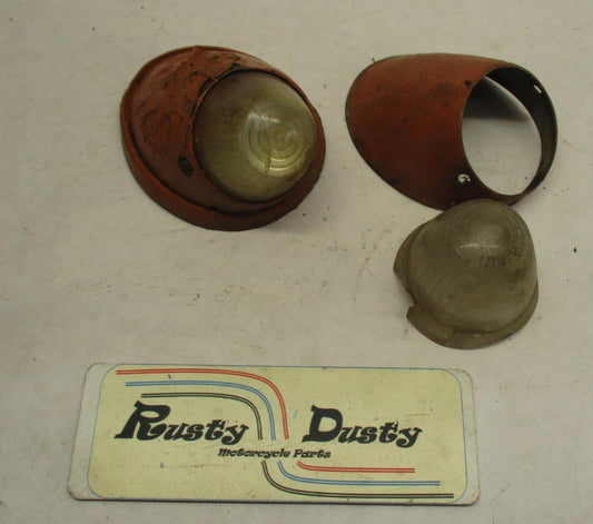 Set of Vintage Antique Hella Marker Fender Lights Housings Harley Automobile