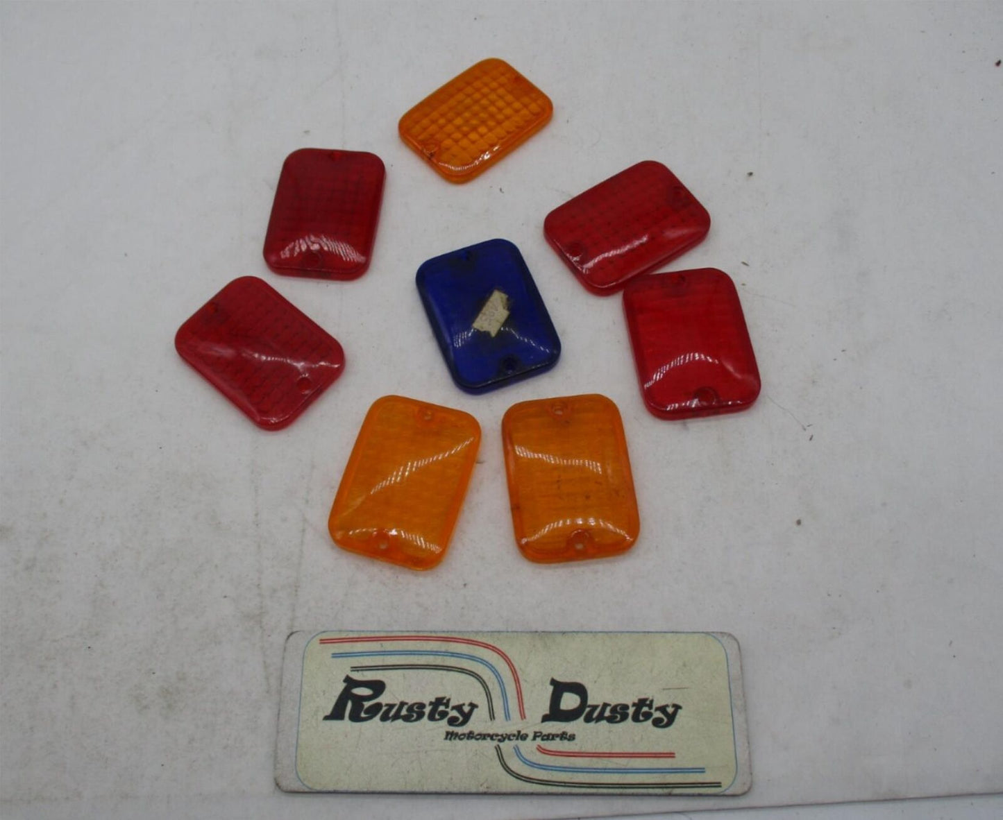 Mixed Lot of 8 Different Colored Motorcycle Light Lenses 2-3/8" X 1-6/8"