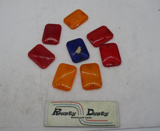 Mixed Lot of 8 Different Colored Motorcycle Light Lenses 2-3/8" X 1-6/8"