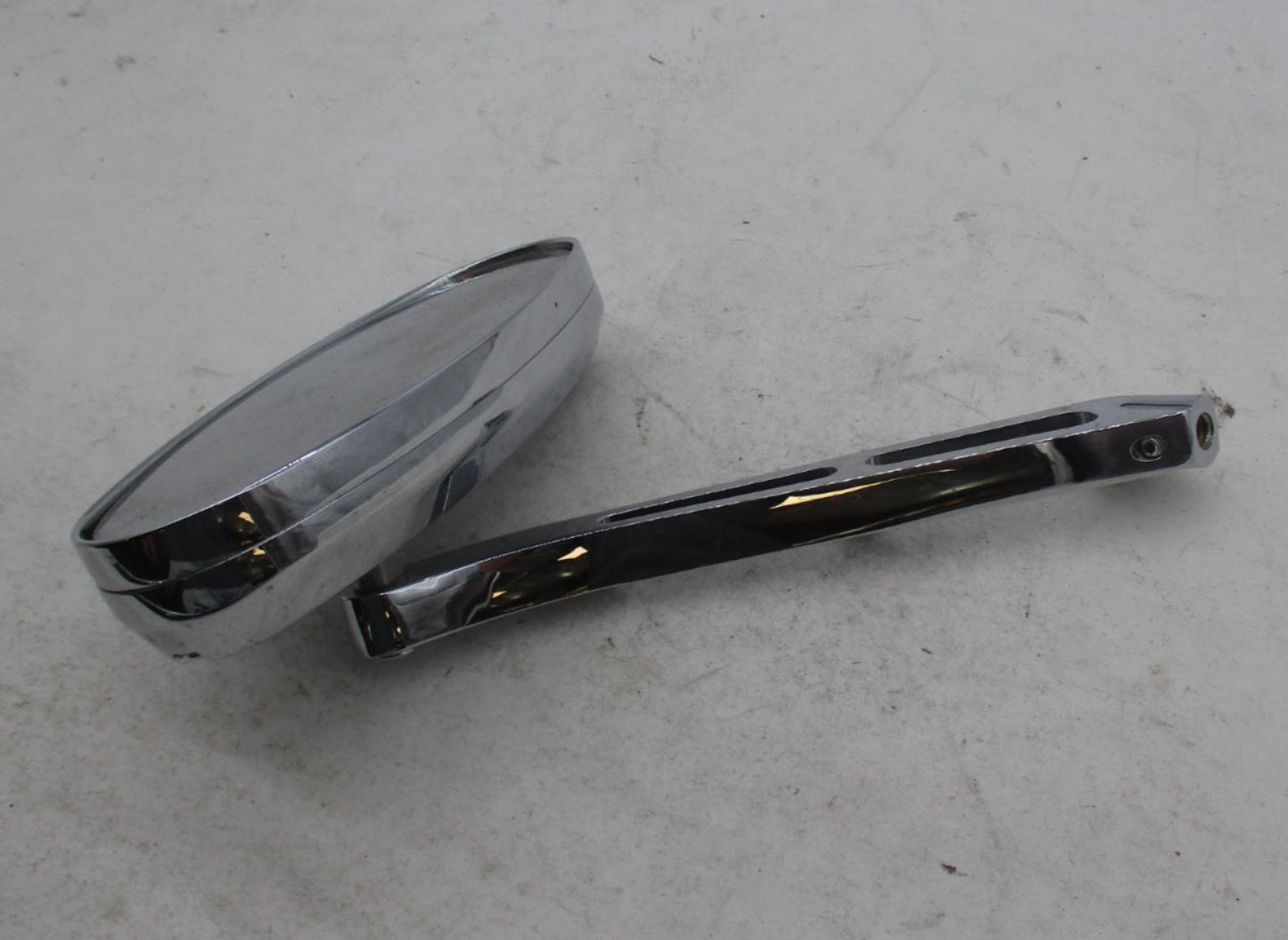 Harley Davidson Chrome Oval Slotted Stem Left Side Mirror