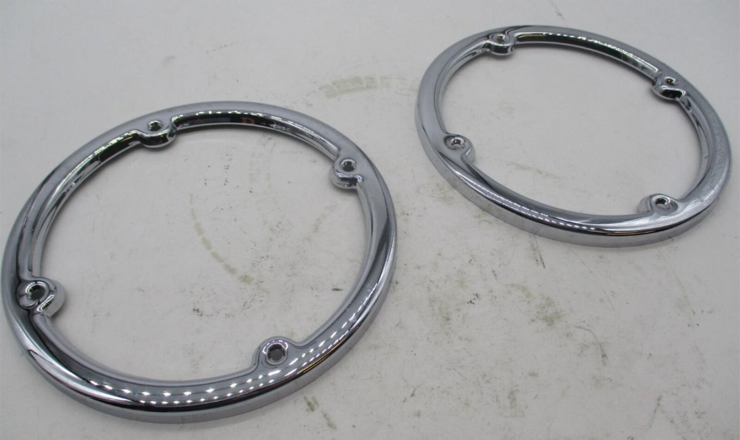Pair of Harley Davidson Chrome Round Tour Pak Speaker Trim Rings 2014-22