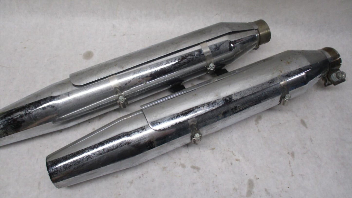 Harley Genuine Heritage Softail Exhaust Mufflers 65357-05 65353-05 w/ brackets