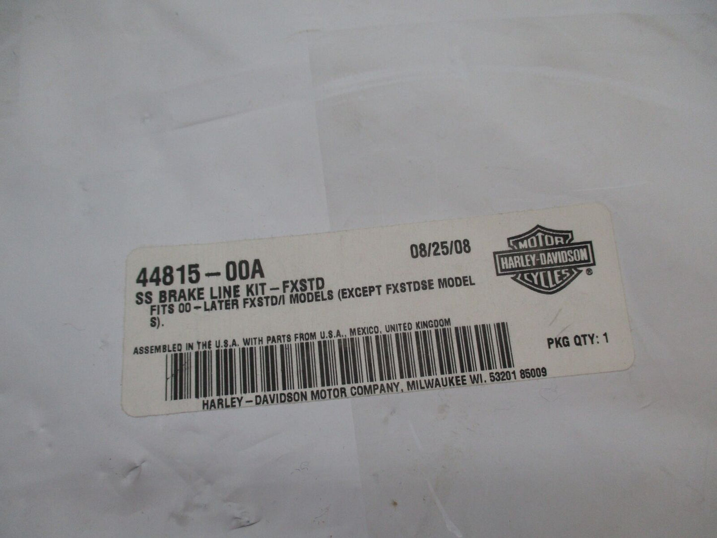 Harley Davidson Genuine NOS Front FXST Stainless Steel Brake Line Kit 44815-00A