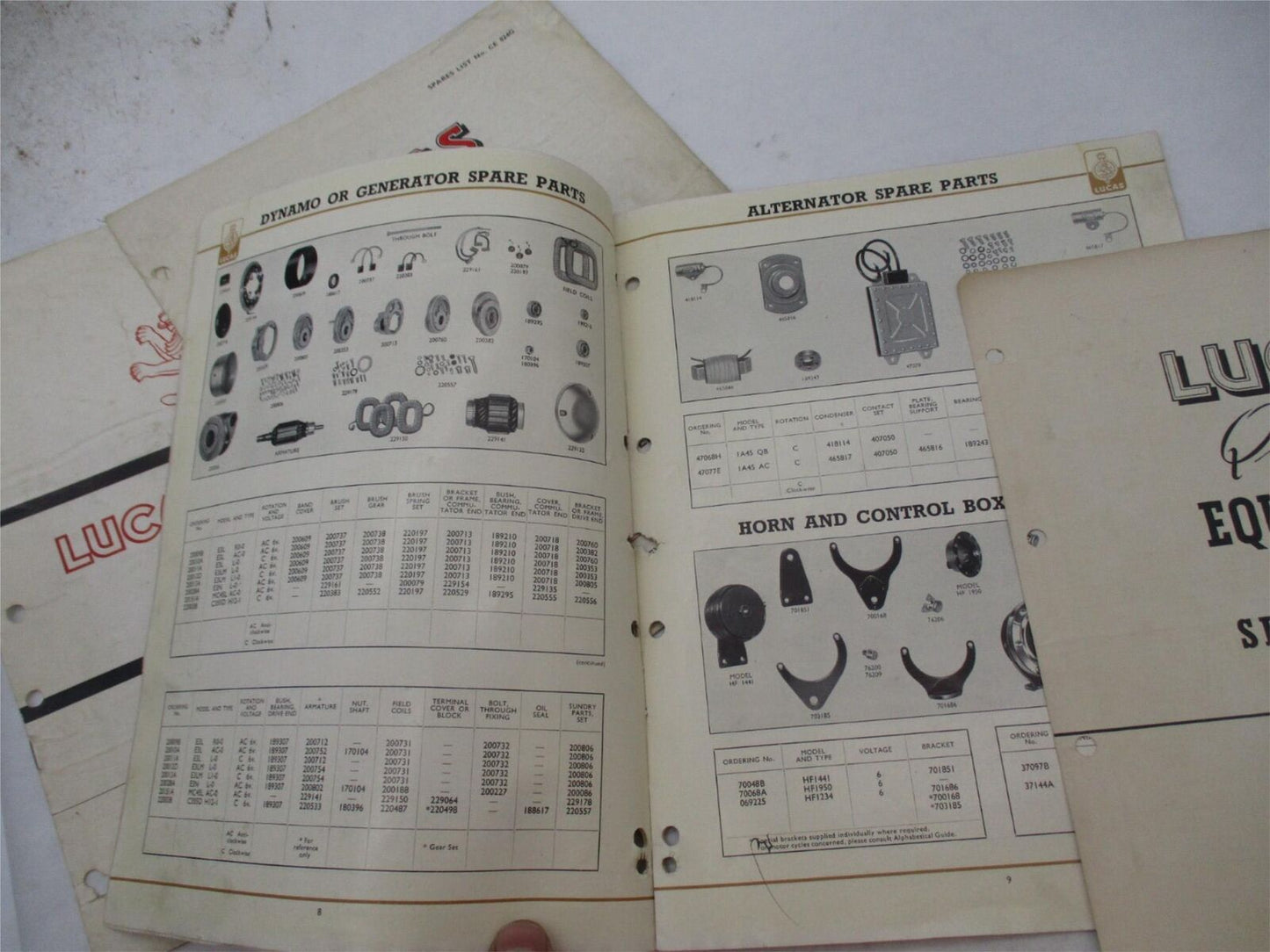 Lot of 4 Lucas Parts List 1955 1951 1962 1965 Books Catalogs Triumph BSA Ariel