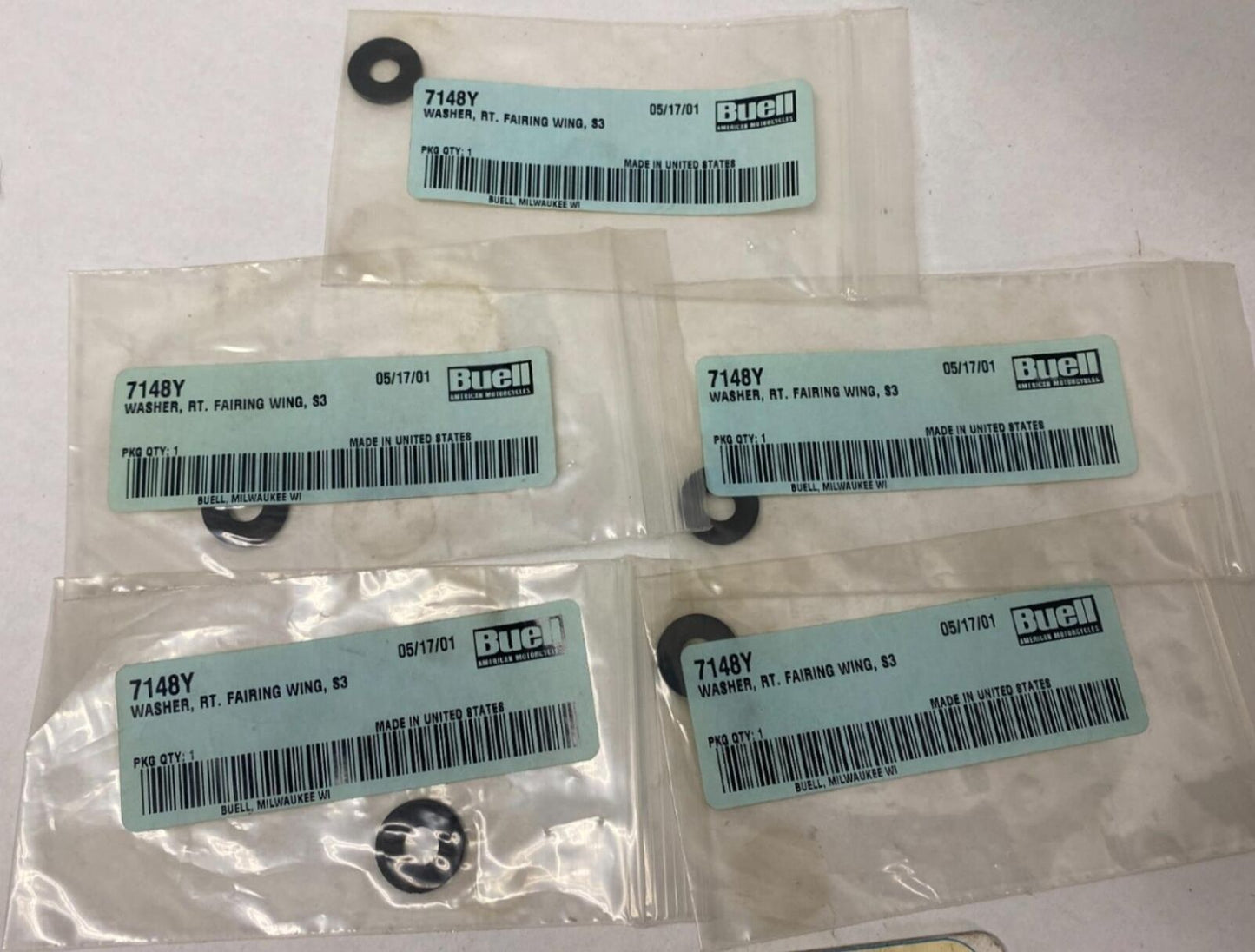 Harley Davidson Buell Genuine Lot (5) S3 Fairing Wing Washer 7148Y