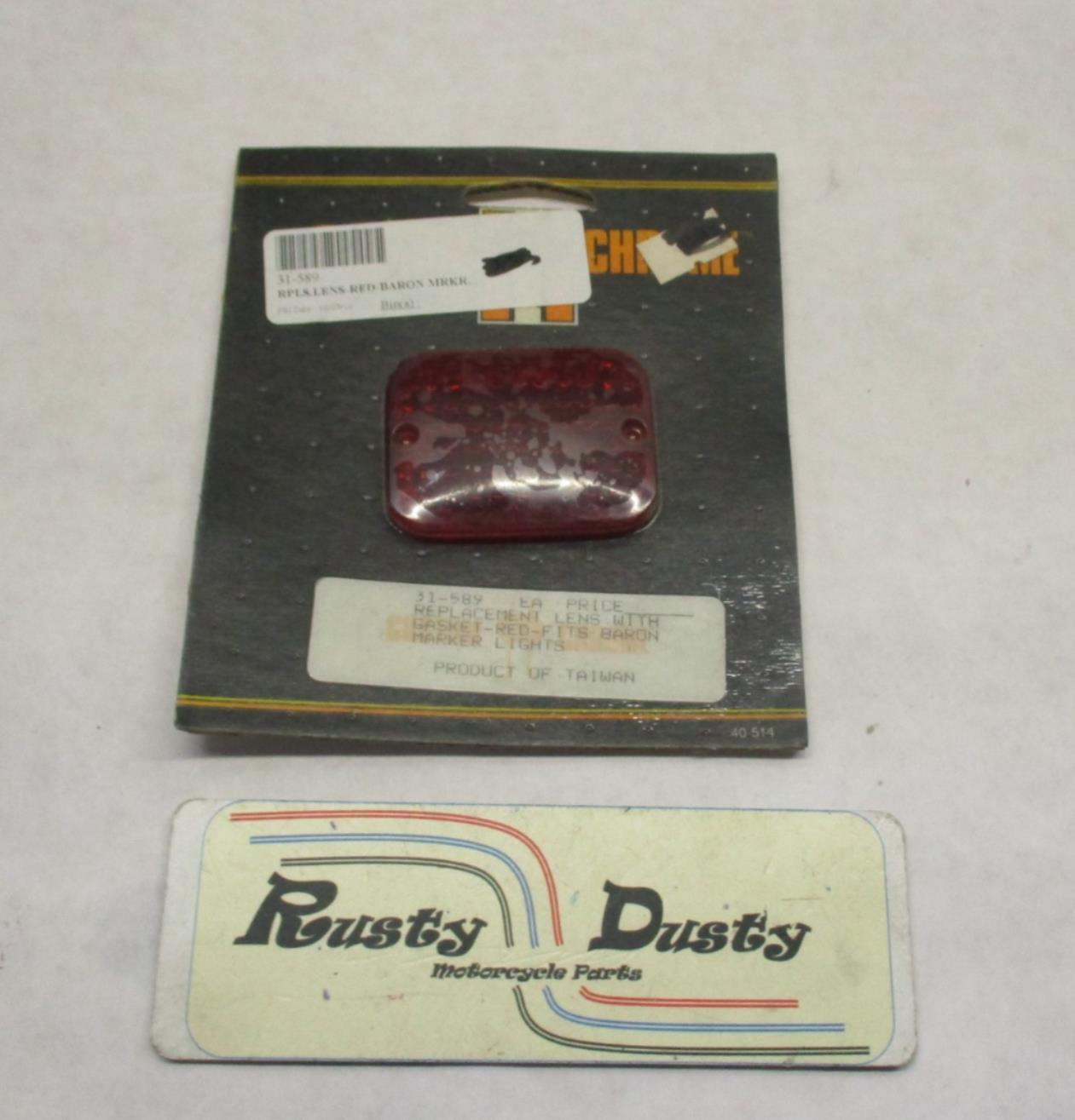 Custom Chrome Marker Light Lens and Gasket Mini Red Baron 31-589 Harley Davidson