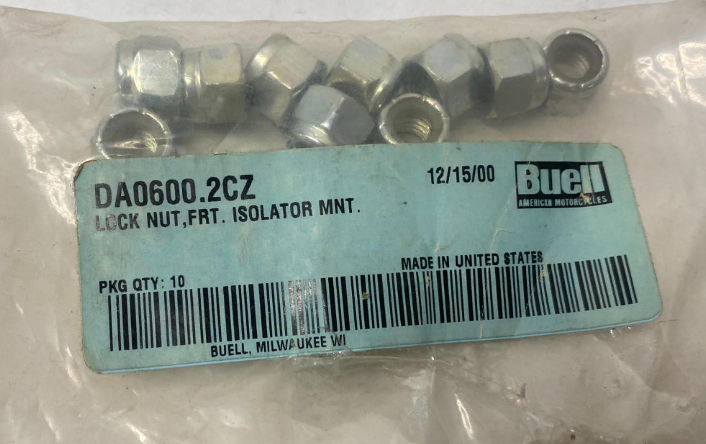 Harley Buell Genuine Front Lock Nut Isolator Mount DA0600.2CZ Lot(10)