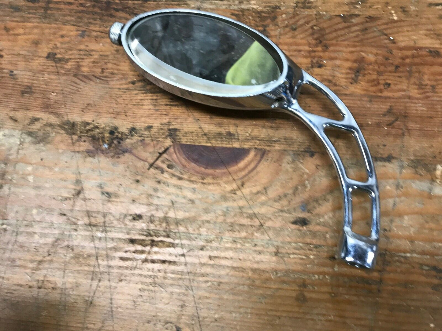 Harley Left side Rear View Mirror Chrome Slotted Arm with Unique Tilting Mirror