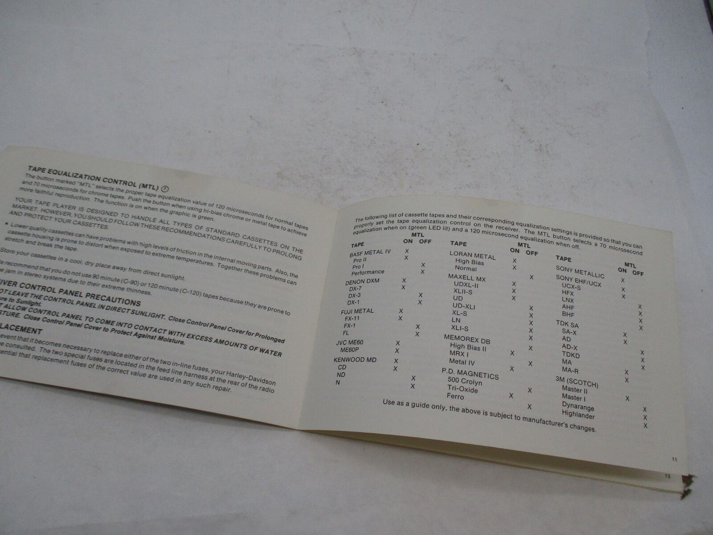 Harley Davidson Sound System Handbook Stereo Receiver AM FM Radio