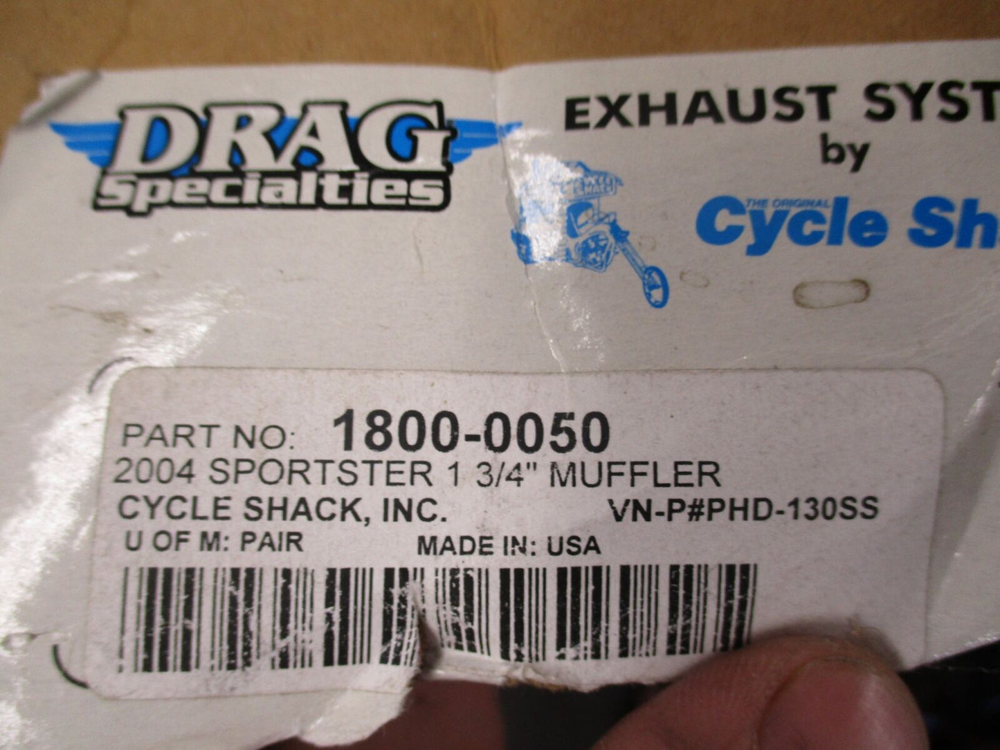 Cycle Shack NOS Exhaust Pipes 1-3/4" Harley Davidson 2004 Sportster PHD-130SS