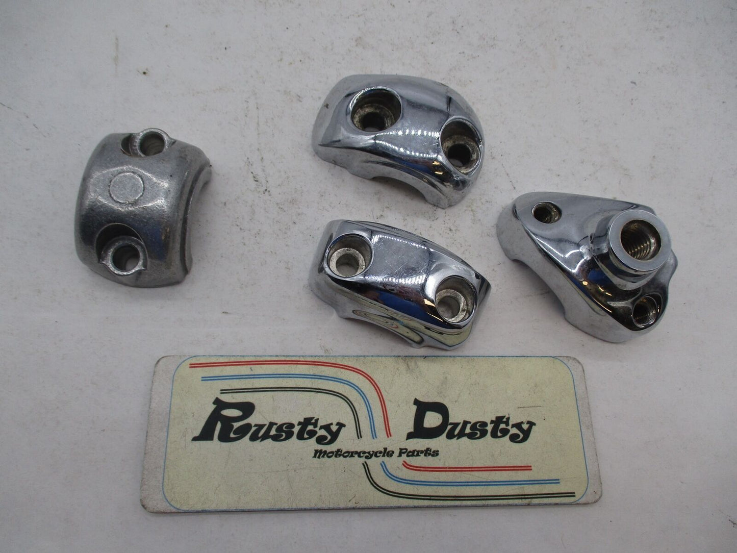 Mixed Lot of 4 Harley Davidson Chrome Handlebar Riser Top Clamps Holder