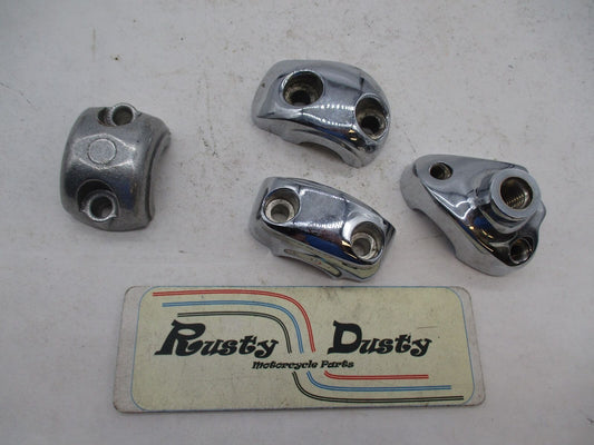 Mixed Lot of 4 Harley Davidson Chrome Handlebar Riser Top Clamps Holder