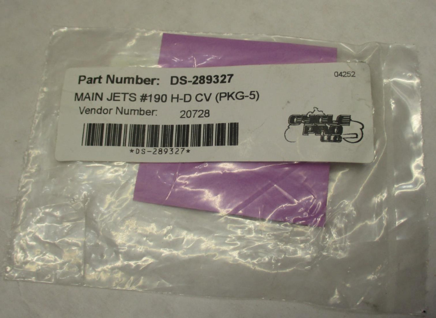 Single Cycle Craft 20728 Harley Davidson Main Jet #190 DS-289327