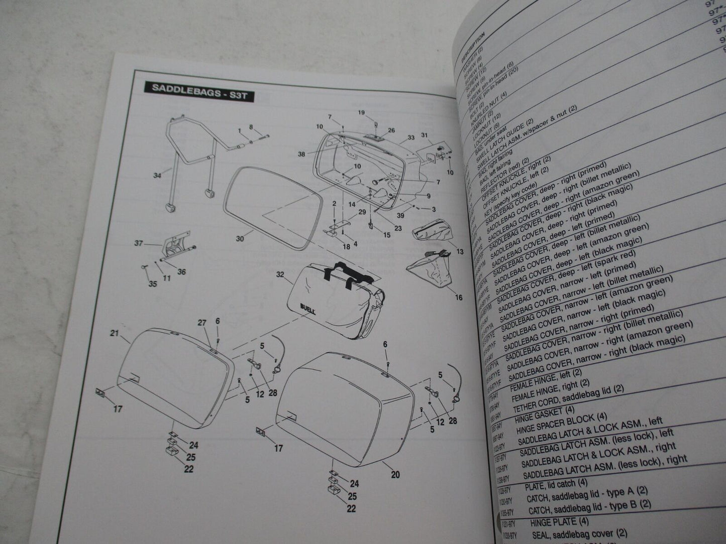 Harley Buell Official 1997/1998 S3/S3T Thunderbolt Parts Catalog 99570-98Y