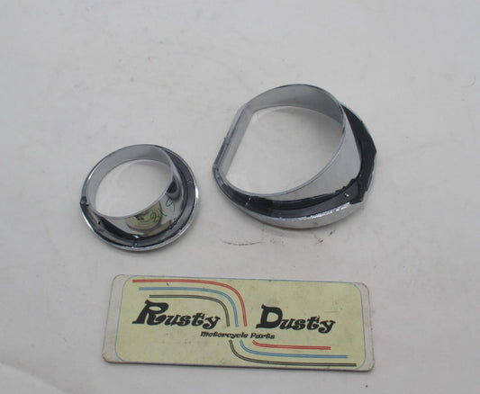 Mixed lot of 2 Harley Davidson Chrome Light Trim Rings w/ integrated visors
