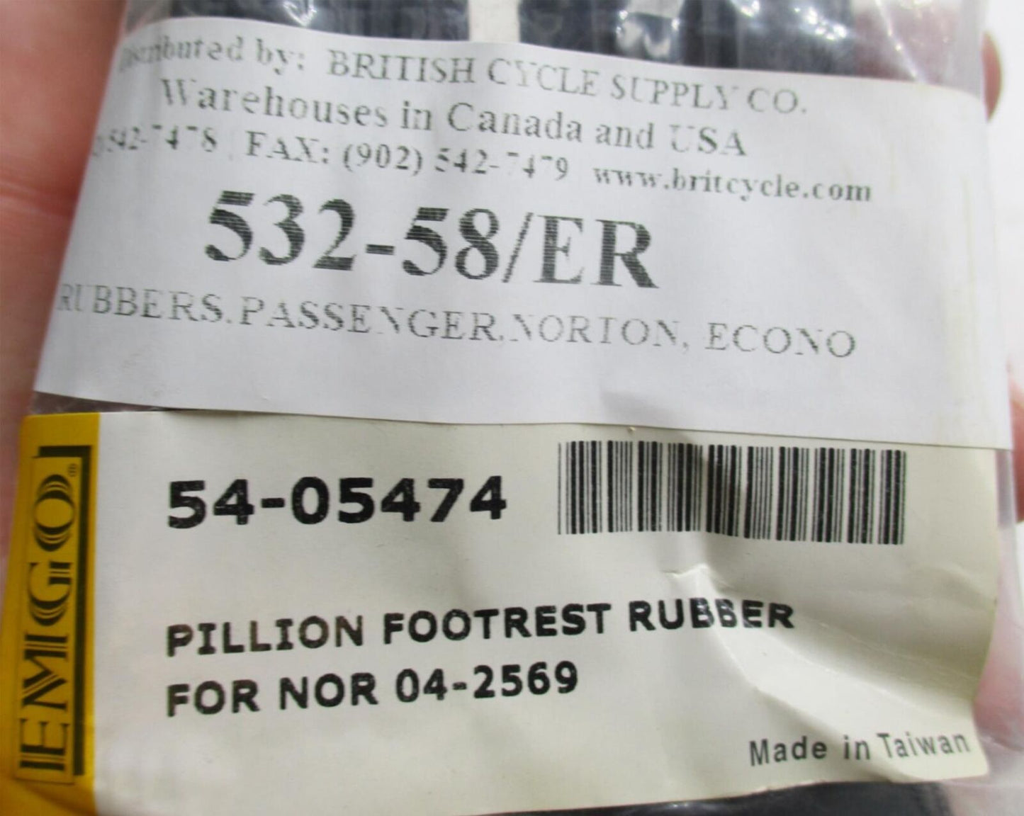 Emgo Triumph Passenger Pillion Footrest Rubber 54-05474