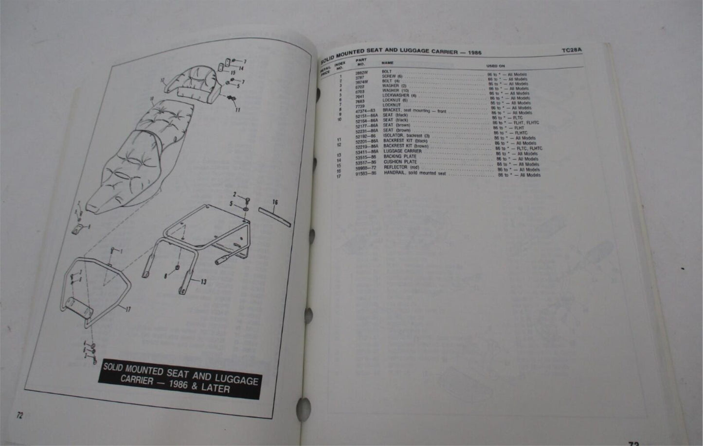 Harley Davidson Official Factory 1984-1986 FLT Parts Catalog 99438-86B