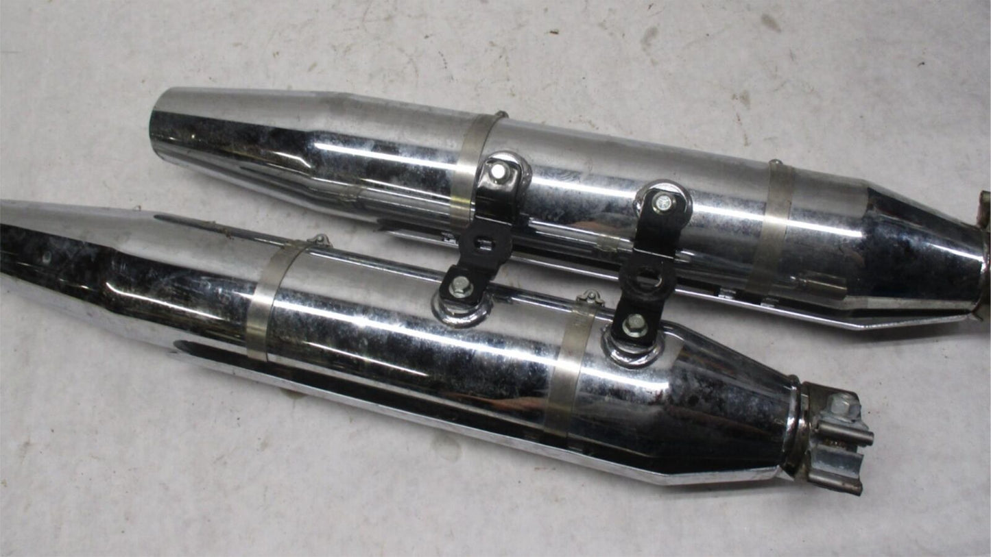 Harley Genuine Heritage Softail Exhaust Mufflers 65357-05 65353-05 w/ brackets