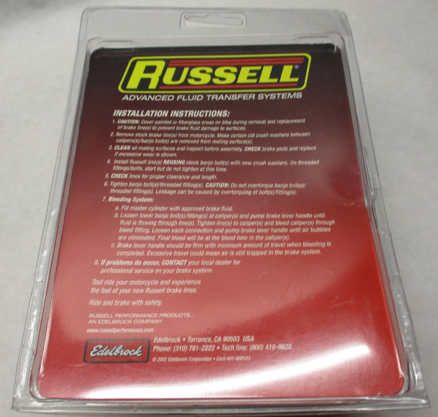 Russell Harley Davidson SS Dot Brake Line Hose 12" w/ CL R58022S