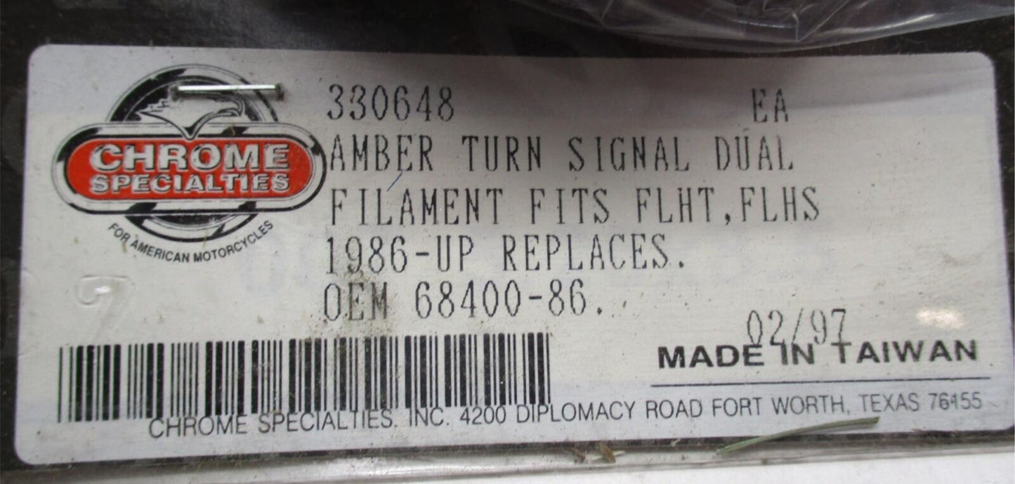 Chrome Specialties 330648 Harley Davidson Amber Turn Signal Dual Filament